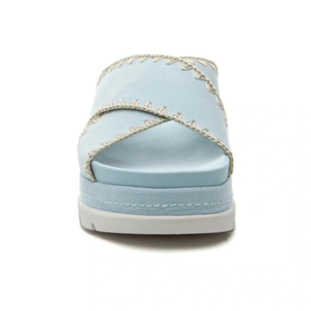 NIB J/SLIDES BAE Light Blue Faux Suede Sandal ANTHROPOLOGIE - Picture 3 of 11